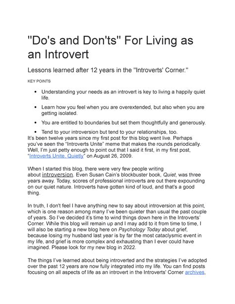 Dos and Donts for Living as an Introvert 